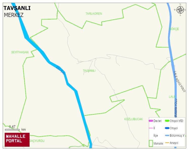 TAVŞANLI Köyü Haritası | Yükselti ve Doğa Özellikleri