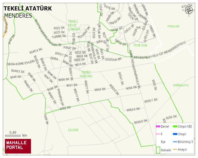 TEKELİ ATATÜRK Mahallesi Haritası | Dağlar, Ovalar ve Akarsu Bilgileri