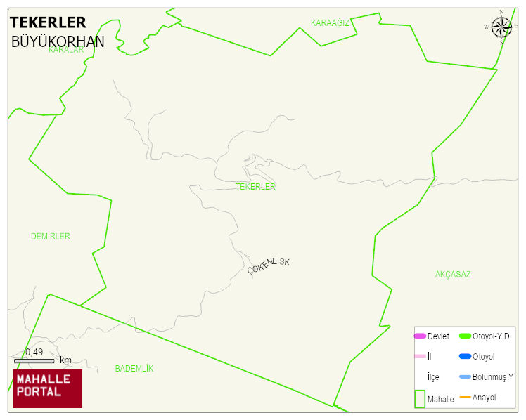 TEKERLER Mahallesi Haritası | Coğrafi Yapı ve Detaylı Haritası