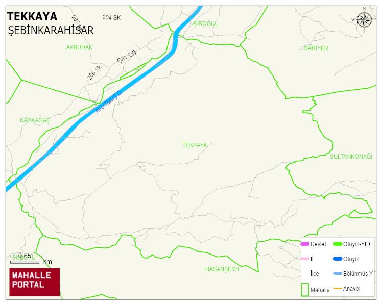 TEKKAYA Köyü Haritası | Dağlar, Ovalar ve Akarsu Bilgileri