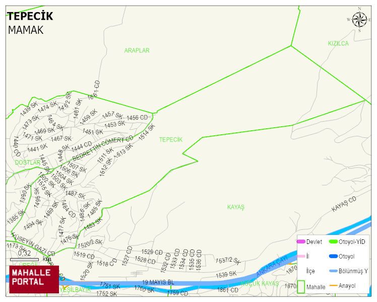 TEPECİK Mahallesi Haritası | Detaylı Köy ve Mahalle Görünümü