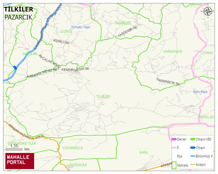 TİLKİLER Mahallesi Haritası | Mahalle ve Köy Sınırı