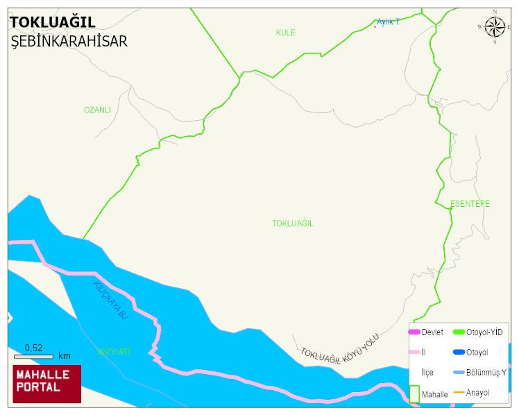 TOKLUAĞIL Köyü Haritası | Yükselti ve Doğa Özellikleri