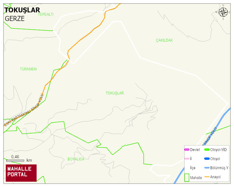 TOKUŞLAR Köyü Haritası | Mahalle ve Köy Sınırı