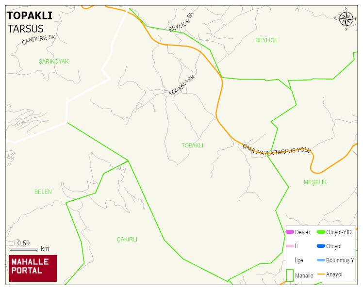 TOPAKLI Mahallesi Haritası | Mahalle ve Köy Sınırı