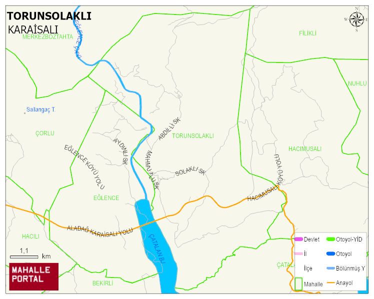 TORUNSOLAKLI Mahallesi Haritası | Yükselti ve Doğa Özellikleri