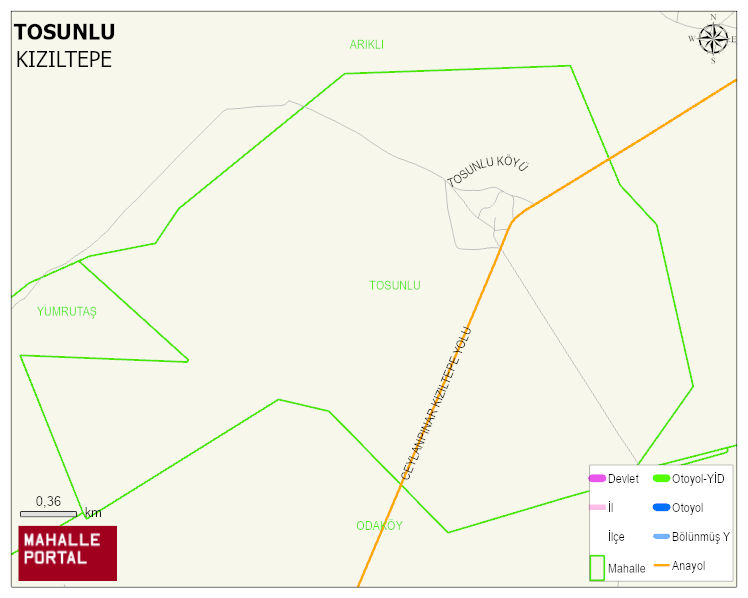 TOSUNLU Mahallesi Haritası | Yükselti ve Doğa Özellikleri