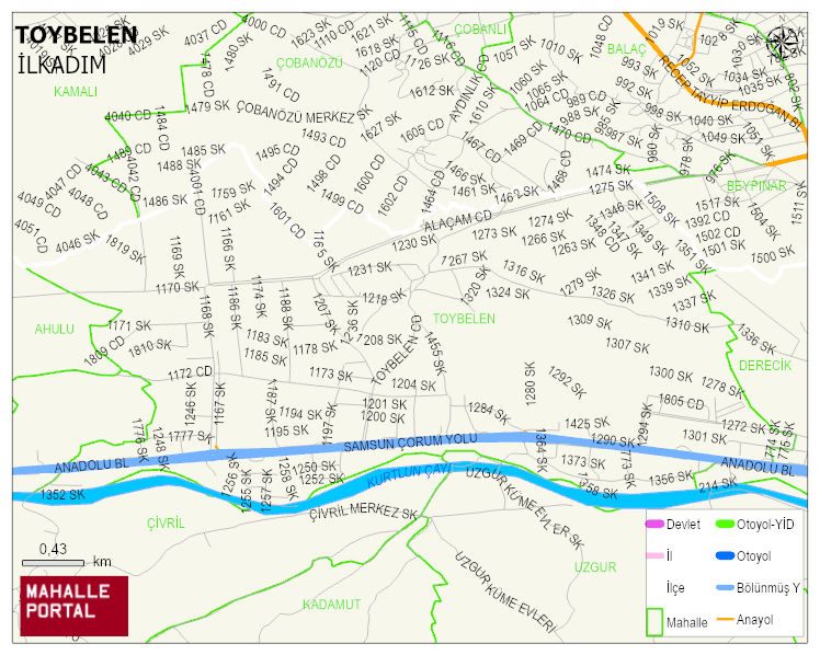 TOYBELEN Mahallesi Haritası | Yükselti ve Doğa Özellikleri