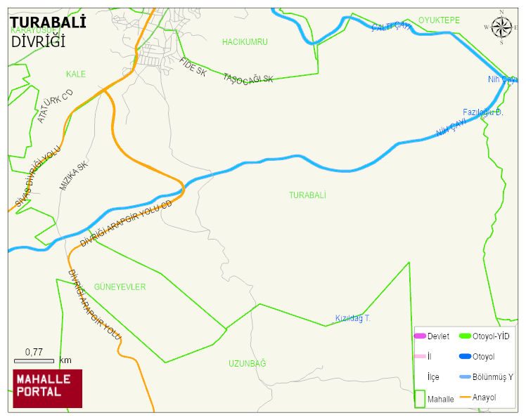 TURABALİ Mahallesi Haritası | Yükselti ve Doğa Özellikleri
