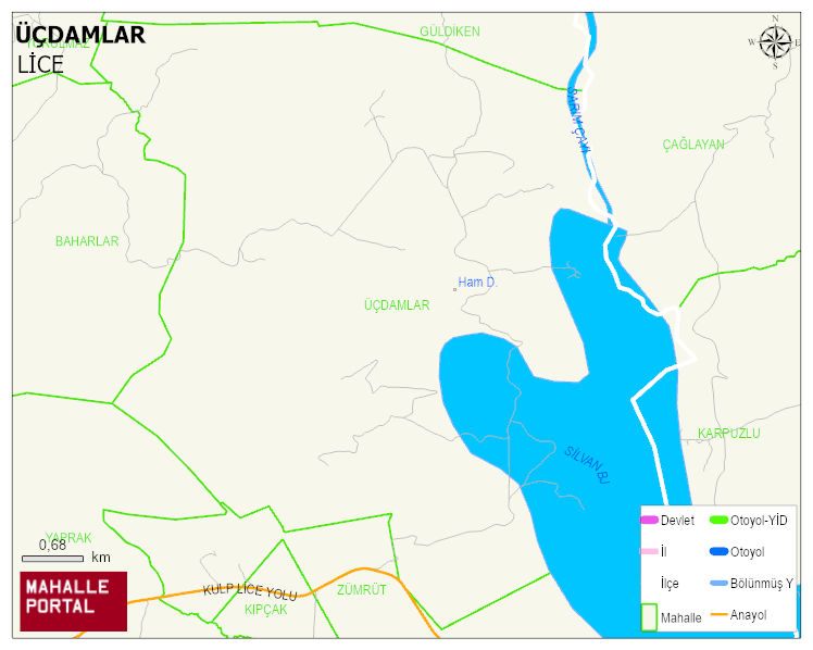 ÜÇDAMLAR Mahallesi Haritası | Mahalle ve Köy Sınırı