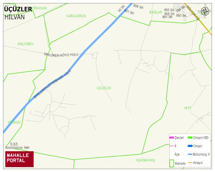 ÜÇÜZLER Mahallesi Haritası | İnteraktif Köy ve Mahalle Sınırları