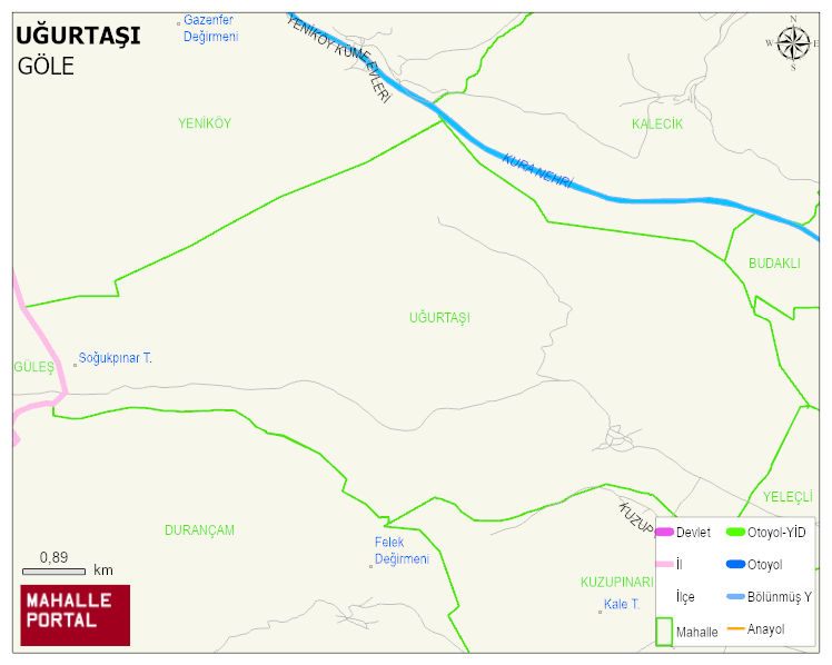 UĞURTAŞI Köyü Haritası | Mahalle ve Köy Sınırı