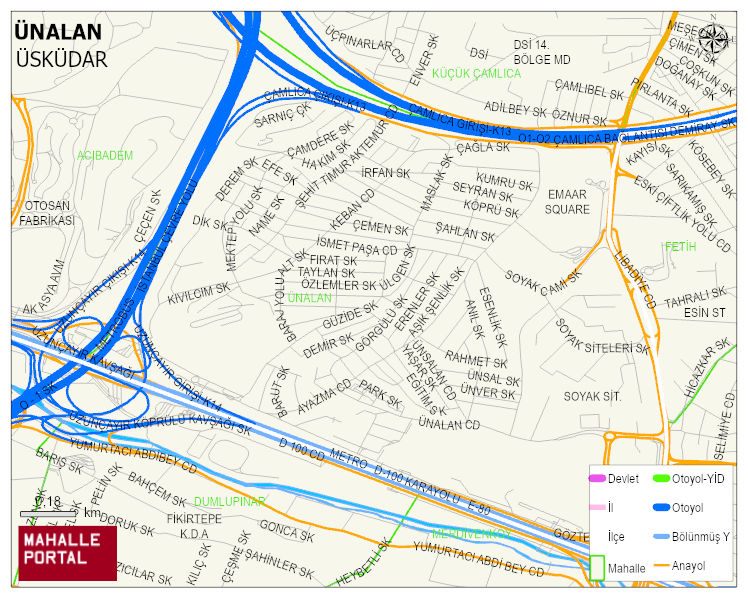 ÜNALAN Mahallesi Haritası | Detaylı Köy ve Mahalle Görünümü