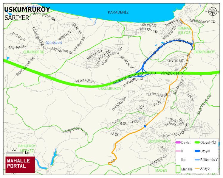 USKUMRUKÖY Mahallesi Haritası | Detaylı Köy ve Mahalle Görünümü