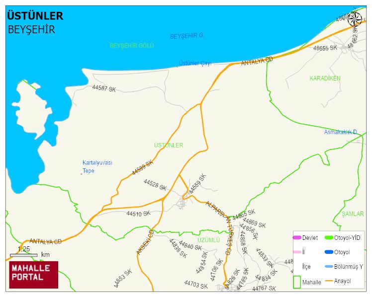 ÜSTÜNLER Mahallesi Haritası | Yükselti ve Doğa Özellikleri