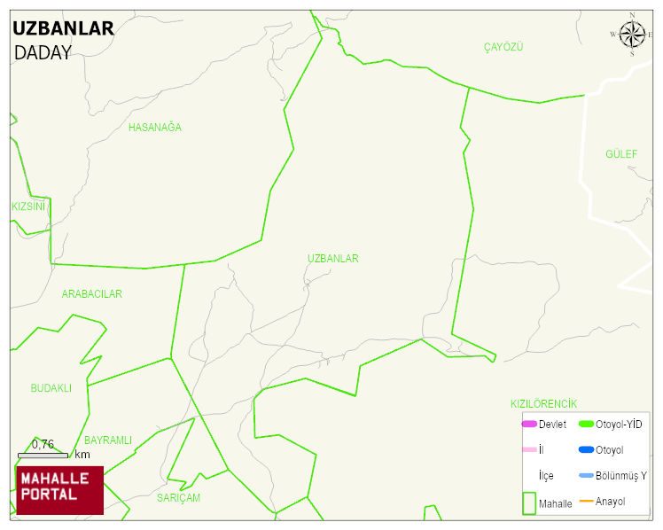 UZBANLAR Köyü Haritası | Mahalle ve Köy Sınırı
