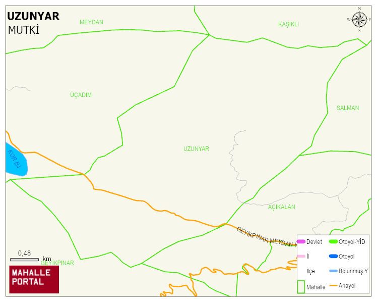 UZUNYAR Köyü Haritası | Mahalle ve Köy Sınırı