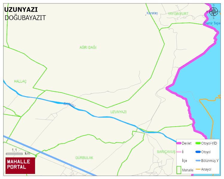UZUNYAZI Köyü Haritası | Detaylı Köy ve Mahalle Görünümü