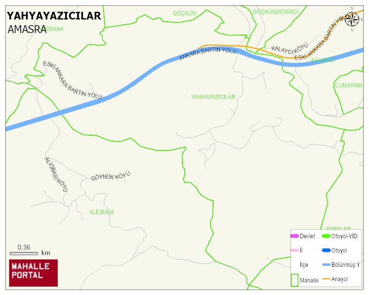 YAHYAYAZICILAR Köyü Haritası | Coğrafi Yapı ve Detaylı Haritası