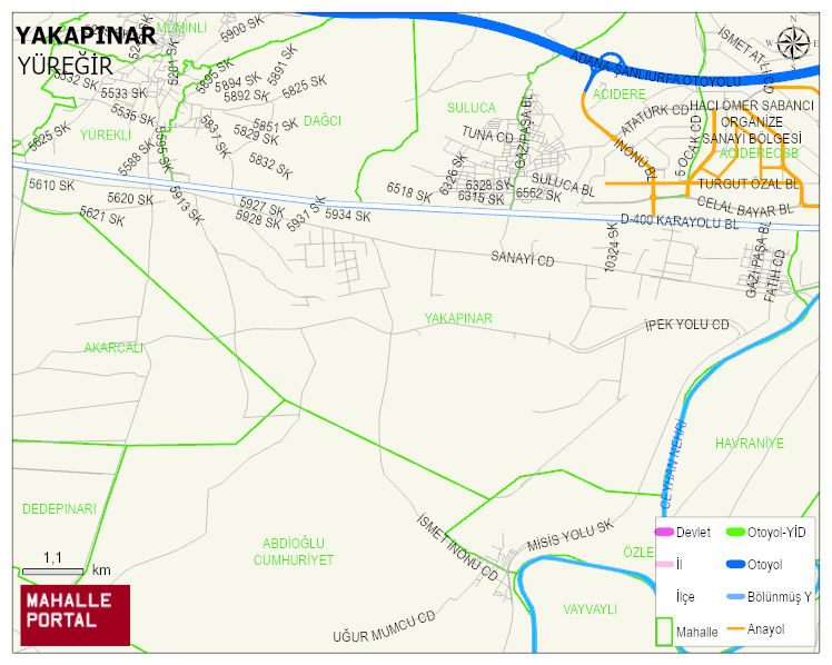 YAKAPINAR Mahallesi Haritası | İnteraktif Köy ve Mahalle Sınırları