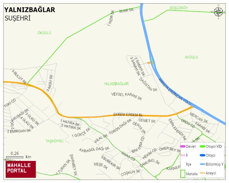 YALNIZBAĞLAR Mahallesi Haritası | Coğrafi Yapı ve Detaylı Haritası