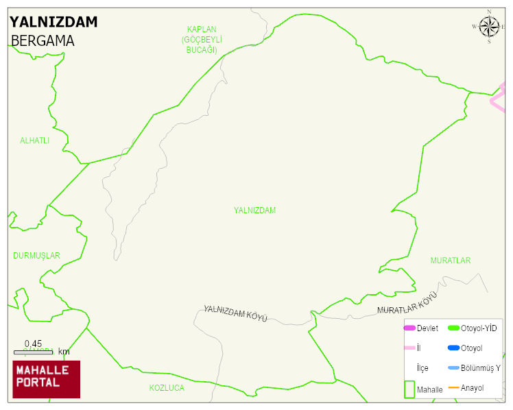 YALNIZDAM Mahallesi Haritası | Coğrafi Yapı ve Detaylı Haritası