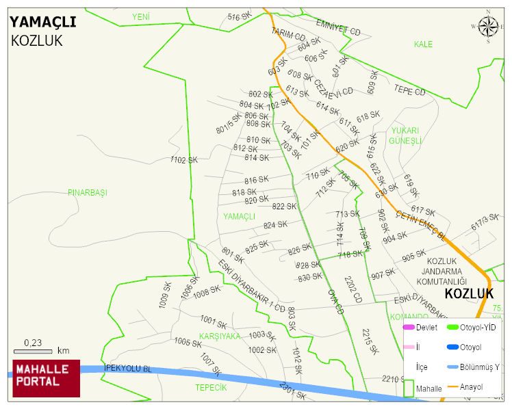 YAMAÇLI Mahallesi Haritası | Detaylı Köy ve Mahalle Görünümü