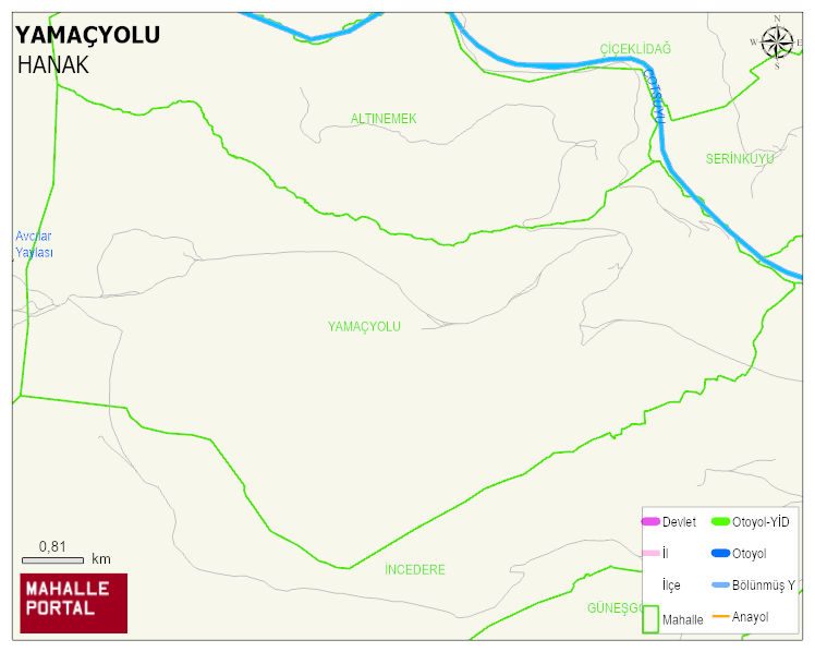 YAMAÇYOLU Köyü Haritası | Dağlar, Ovalar ve Akarsu Bilgileri