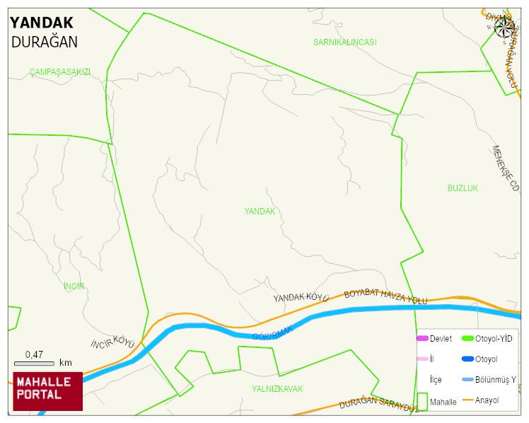 YANDAK Mahallesi Haritası | İnteraktif Köy ve Mahalle Sınırları