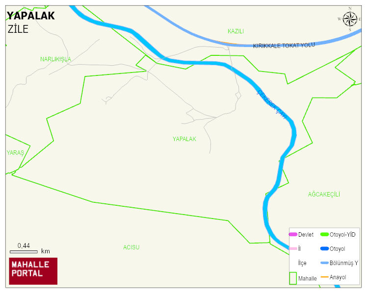 YAPALAK Köyü Haritası | Dağlar, Ovalar ve Akarsu Bilgileri
