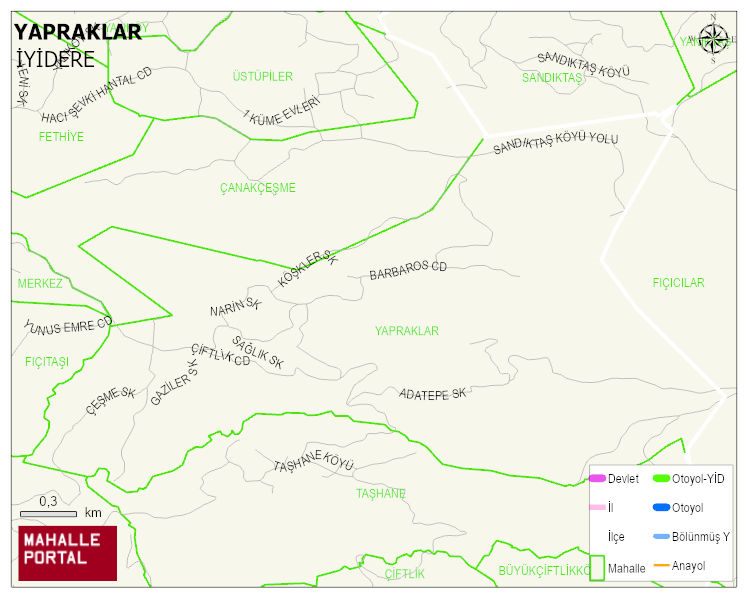 YAPRAKLAR Mahallesi Haritası | Dağlar, Ovalar ve Akarsu Bilgileri