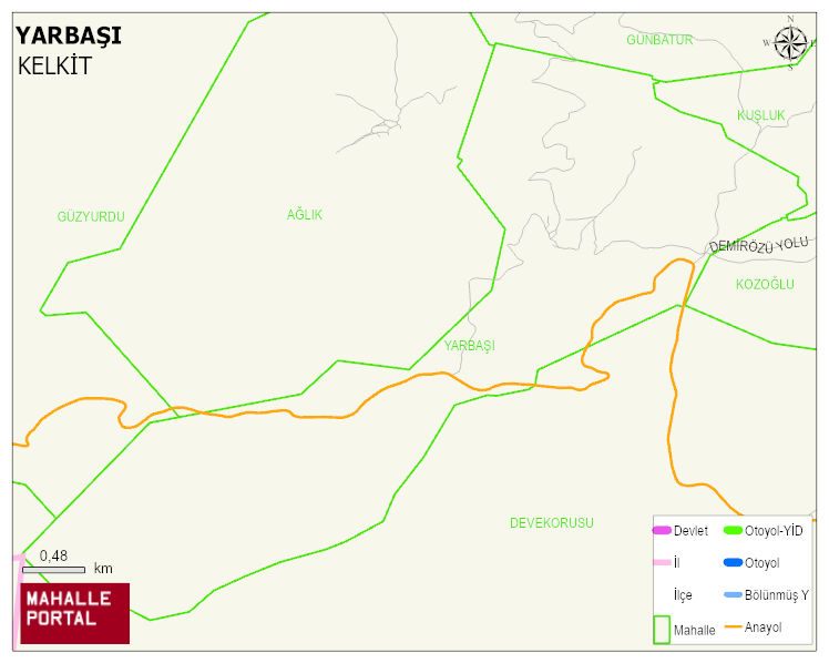 YARBAŞI Köyü Haritası | Dağlar, Ovalar ve Akarsu Bilgileri