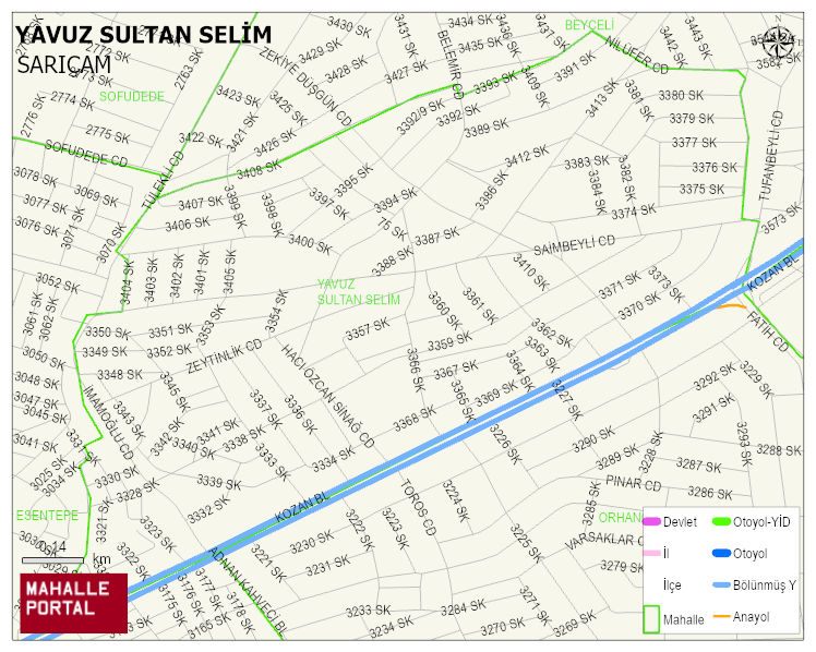 YAVUZ SULTAN SELİM Mahallesi Haritası | Coğrafi Yapı ve Detaylı Haritası