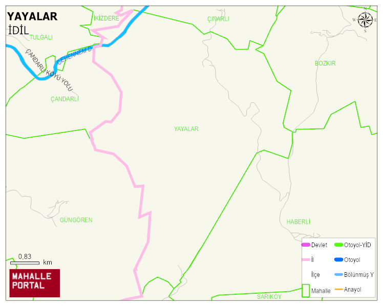 YAYALAR Köyü Haritası | Dağlar, Ovalar ve Akarsu Bilgileri