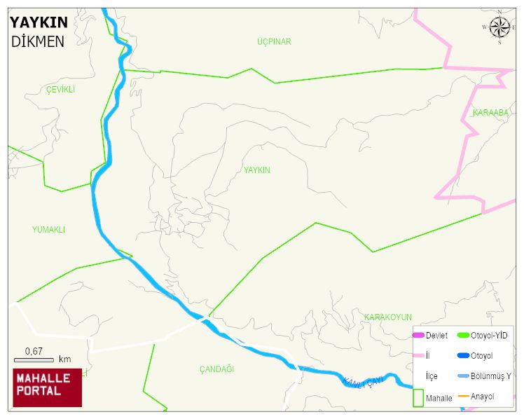YAYKIN Köyü Haritası | Dağlar, Ovalar ve Akarsu Bilgileri