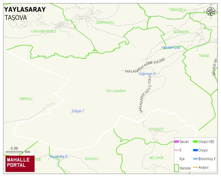 YAYLASARAY Köyü Haritası | Dağlar, Ovalar ve Akarsu Bilgileri