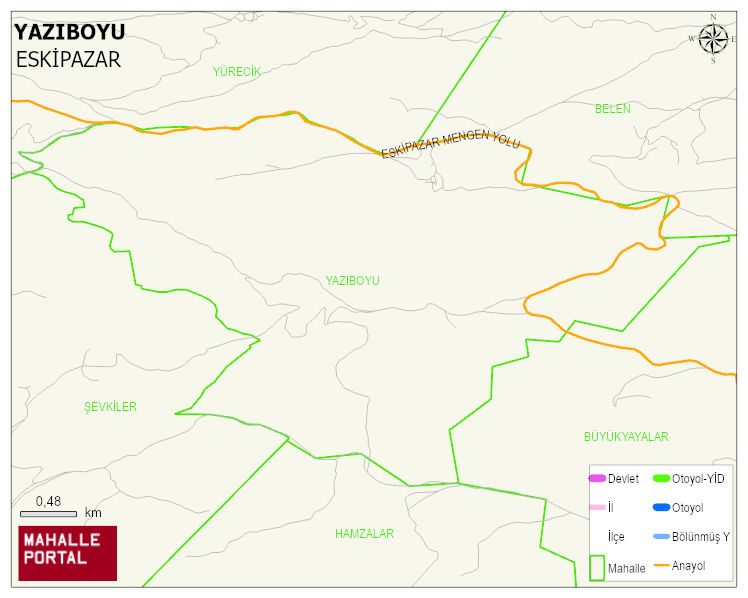 YAZIBOYU Köyü Haritası | Mahalle ve Köy Sınırı