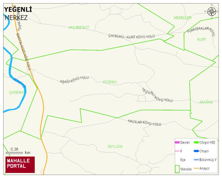YEĞENLİ Köyü Haritası | Dağlar, Ovalar ve Akarsu Bilgileri