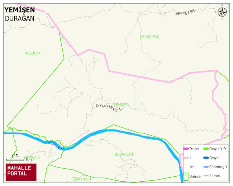 YEMİŞEN Köyü Haritası | Detaylı Köy ve Mahalle Görünümü