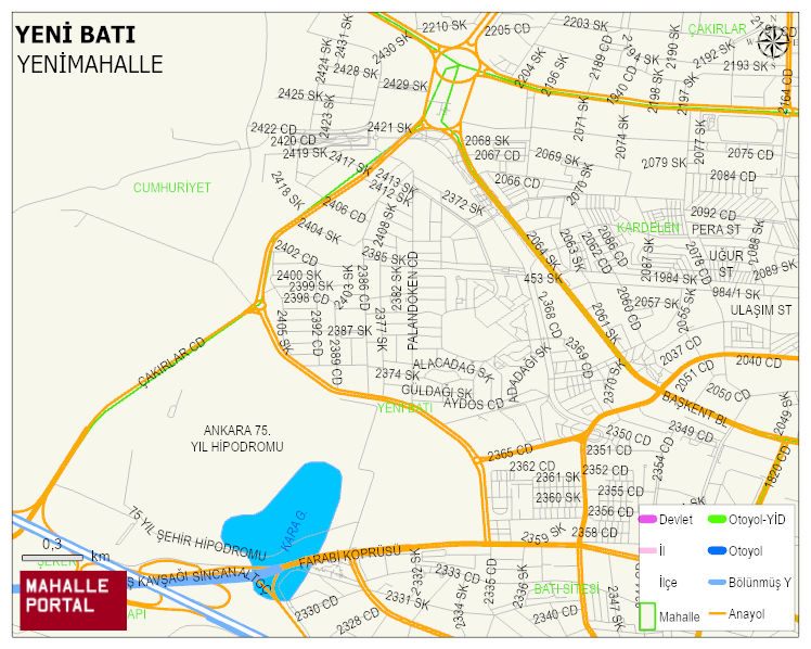 YENİ BATI Mahallesi Haritası | Mahalle Sokak Haritası