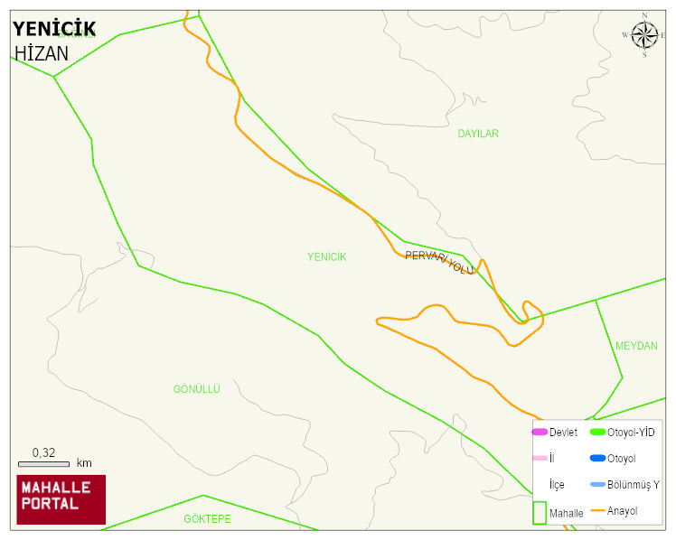 YENİCİK Köyü Haritası | Dağlar, Ovalar ve Akarsu Bilgileri