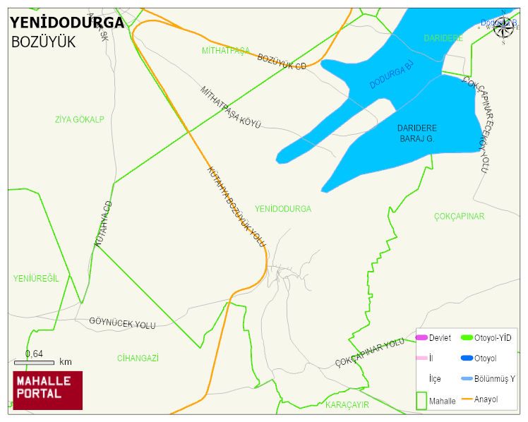 YENİDODURGA Köyü Haritası | Dağlar, Ovalar ve Akarsu Bilgileri
