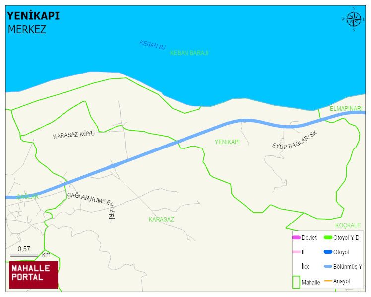 YENİKAPI Köyü Haritası | Yükselti ve Doğa Özellikleri