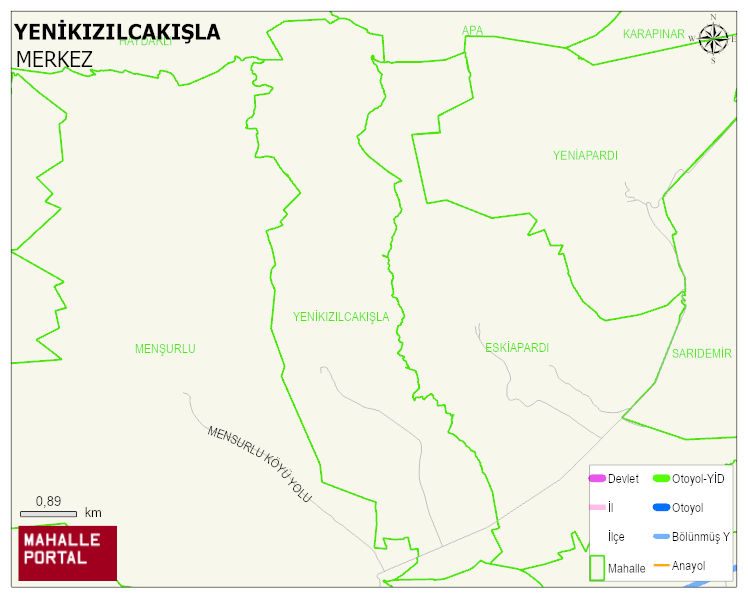 YENİKIZILCAKIŞLA Köyü Haritası | Mahalle ve Köy Sınırı