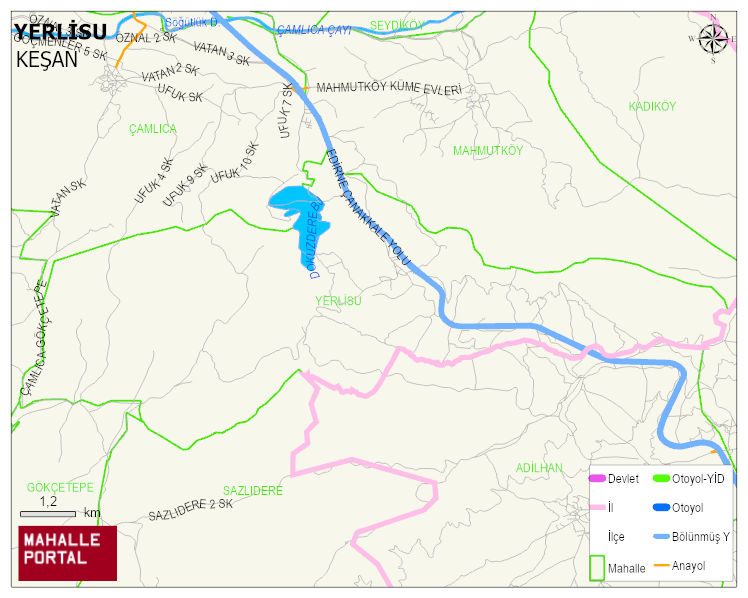 YERLİSU Köyü Haritası | Mahalle ve Köy Sınırı