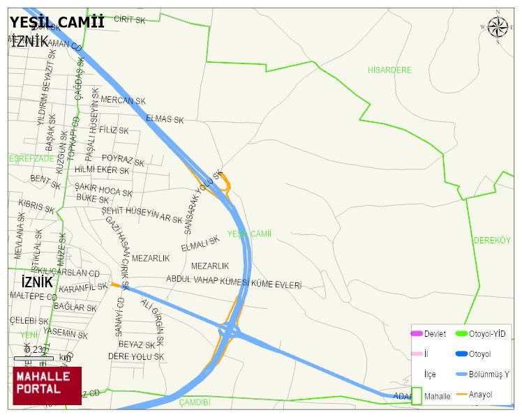 YEŞİL CAMİİ Mahallesi Haritası | Dağlar, Ovalar ve Akarsu Bilgileri