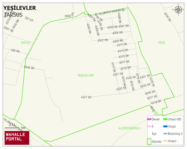 YEŞİLEVLER Mahallesi Haritası | Dağlar, Ovalar ve Akarsu Bilgileri