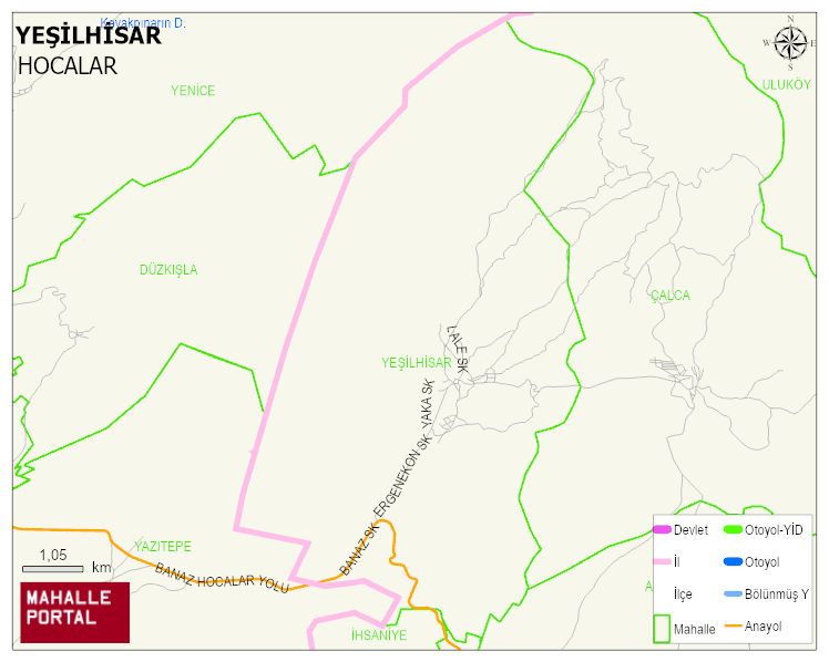 YEŞİLHİSAR Köyü Haritası | Detaylı Köy ve Mahalle Görünümü