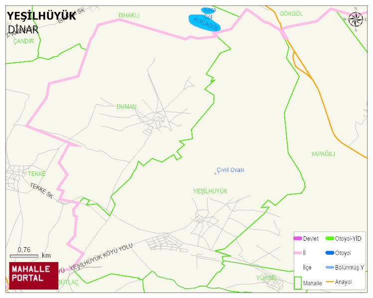 YEŞİLHÜYÜK Köyü Haritası | Yükselti ve Doğa Özellikleri
