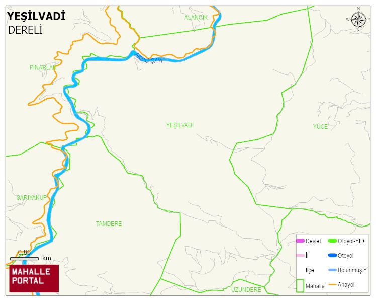 YEŞİLVADİ Köyü Haritası | Mahalle ve Köy Sınırı
